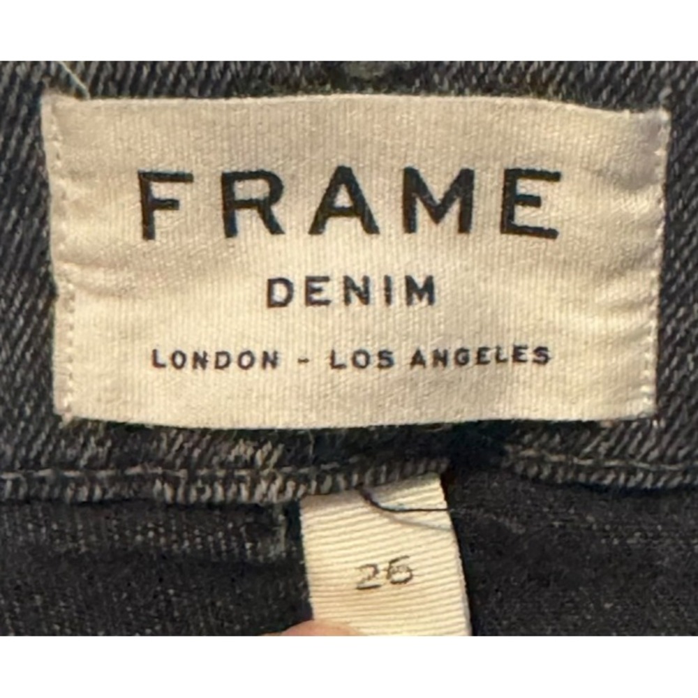 Frame Women's Jeans Le Crop Mini Boot Frayed‎ Hem Mid-Rise Stretch Denim Gray 26 - Picture 5 of 10